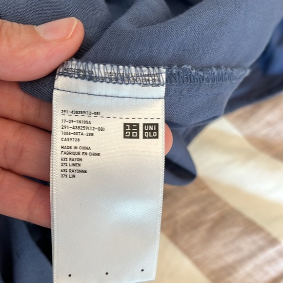 Uniqlo linen blend one piece Jumpsuit Blue Oversized flowy relaxed Size S - Picture 8 of 13